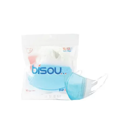 Khẩu Trang 5D Kids Bisou (05-12 Tuổi) Xanh Bịch 10 Cái